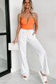 Call My Agent Strapless Deep V-Neck Bodysuit (Orange) - NanaMacs