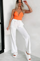 Call My Agent Strapless Deep V-Neck Bodysuit (Orange) - NanaMacs