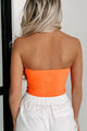 Call My Agent Strapless Deep V-Neck Bodysuit (Orange) - NanaMacs