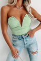 Out Of Your League Strapless Deep V Bodysuit (Green) - NanaMacs