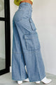 Smooth Talker Wide Leg Cargo Jeans (Blue Denim) - NanaMacs