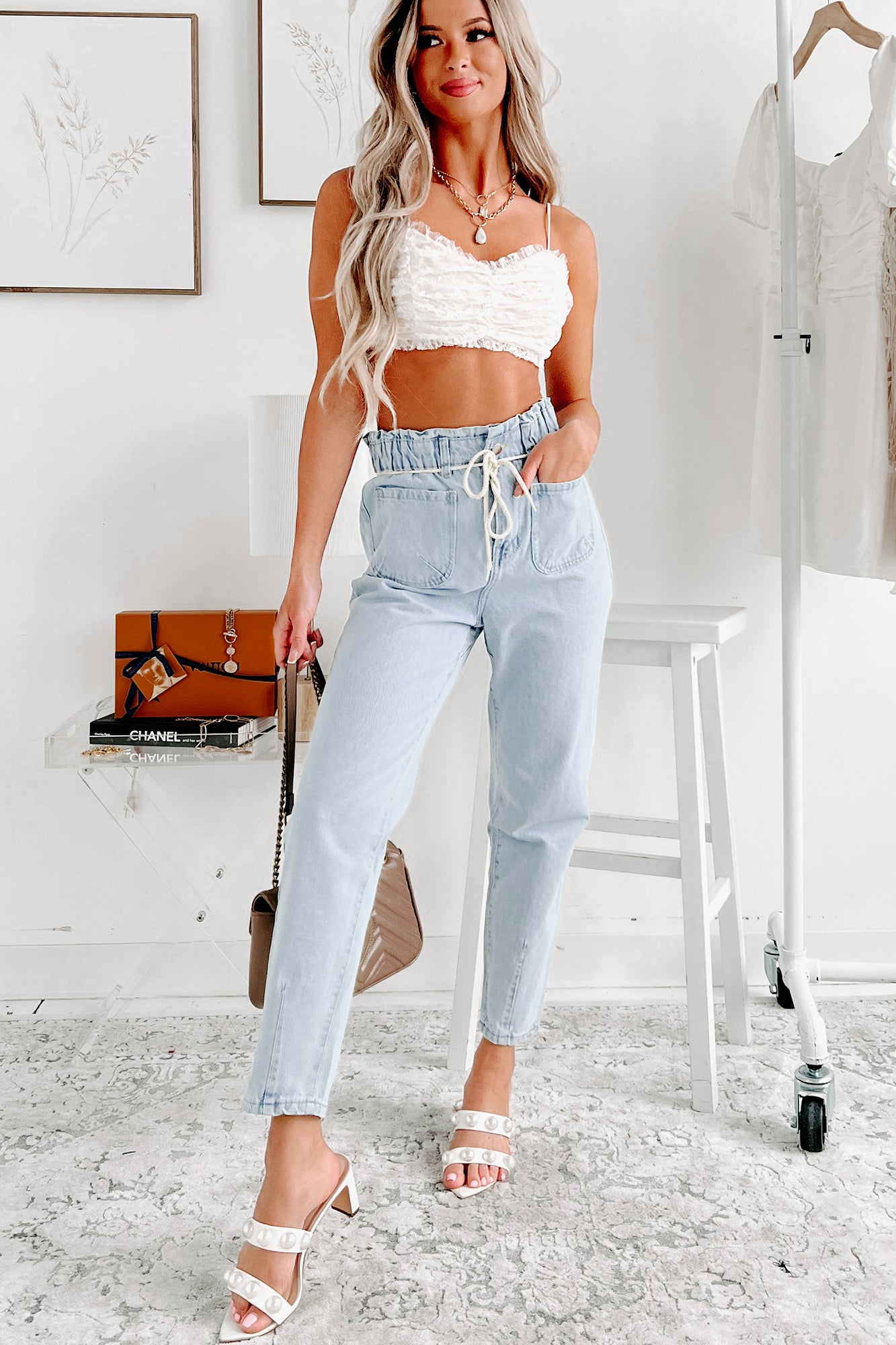 Works For Me Lace Crop Top (White) - NanaMacs
