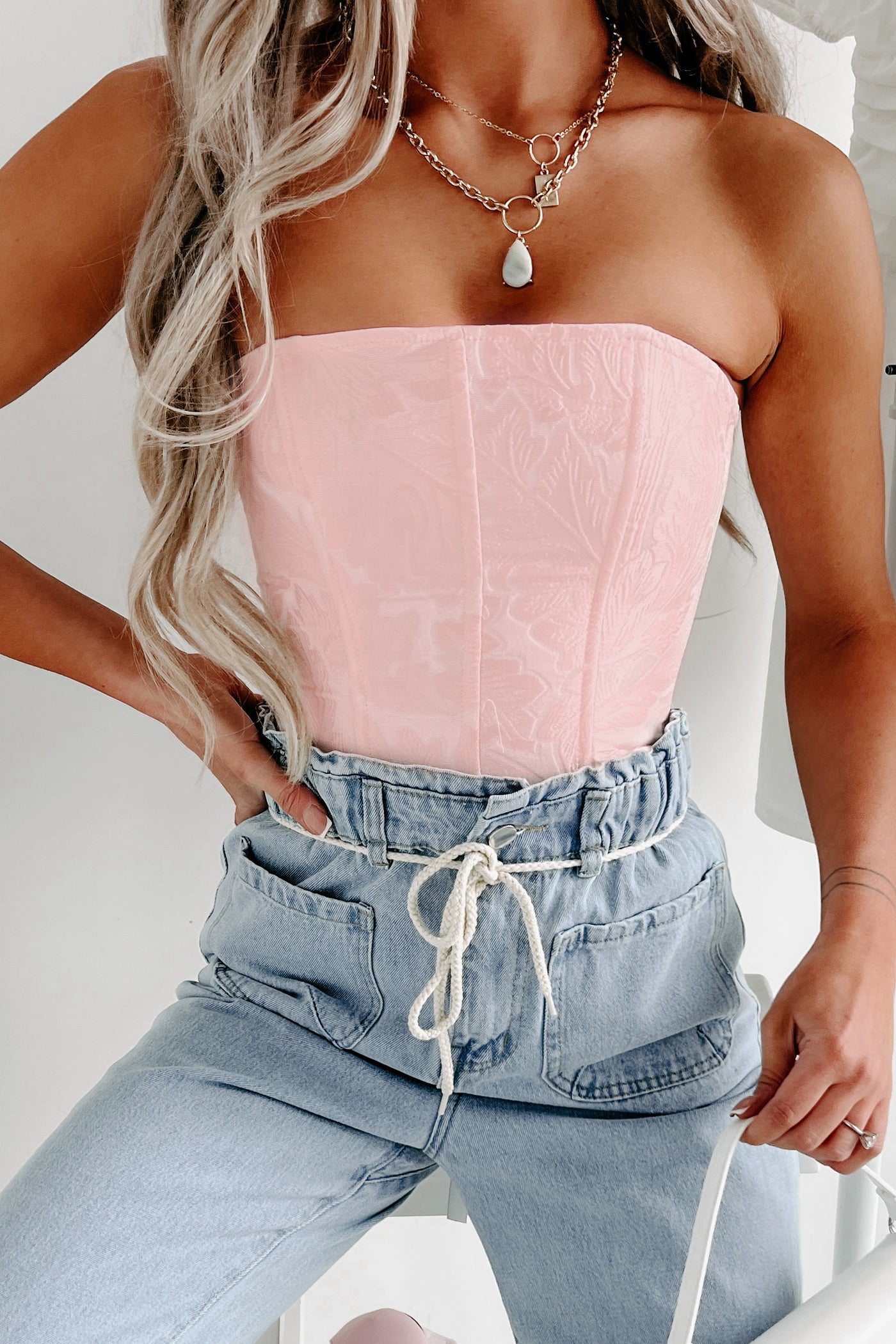 Sweet On You Strapless Corset Top (Pink)