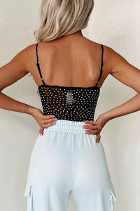 I'd Rather Be Wild Rhinestone Mesh Bodysuit (Black) - NanaMacs