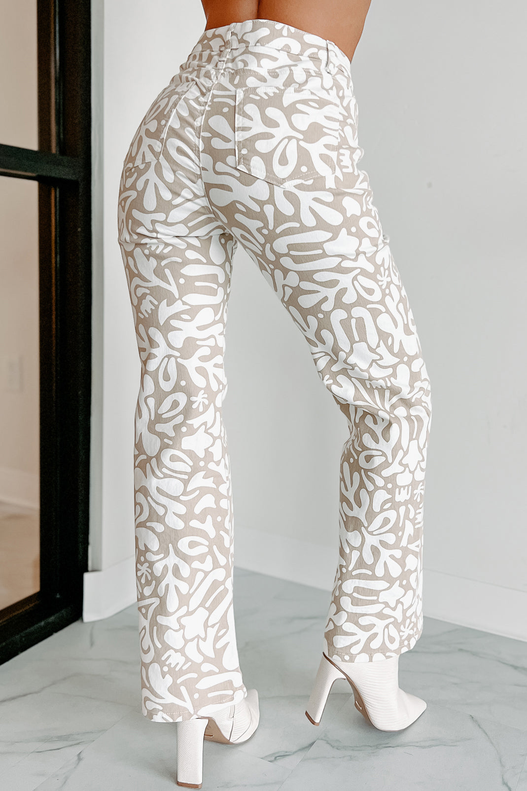 Times Are Changing Abstract Printed Jeans (Taupe) - NanaMacs