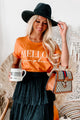 "Hello Pumpkin" Graphic T-Shirt (Burnt Orange/White) - Print On Demand - NanaMacs