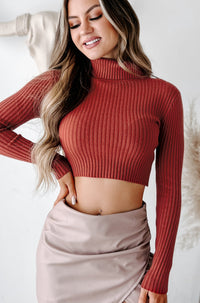 Keeping It Stylish Turtleneck Cropped Long Sleeve Top (Terra) - NanaMacs