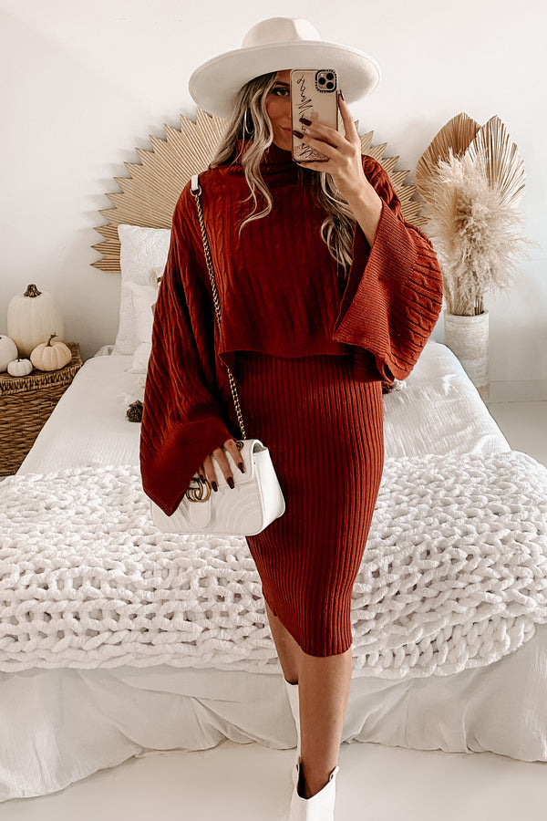 Feel The Warmth Sweater & Dress Set (Wine) - NanaMacs