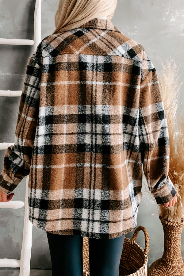 Left Behind Plaid Shacket (Camel/Black) - NanaMacs