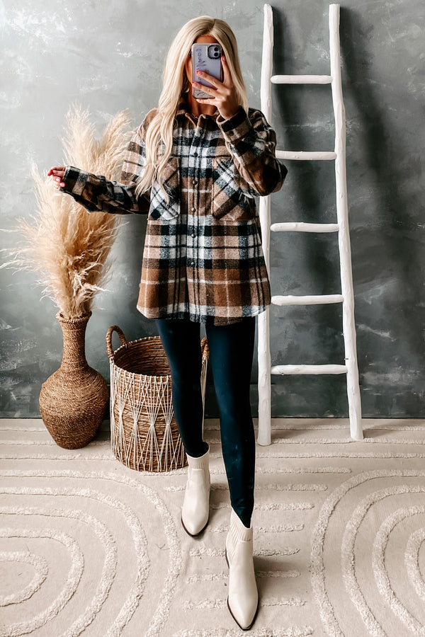 Left Behind Plaid Shacket (Camel/Black) - NanaMacs