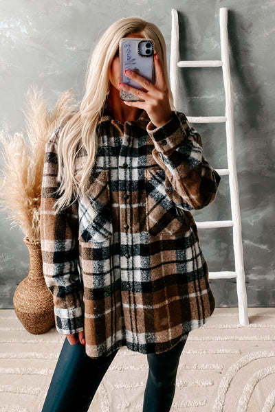 Left Behind Plaid Shacket (Camel/Black) - NanaMacs