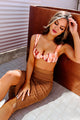 Hampton Hills Vintage High Waist Printed Bikini Set (Brown/Peach) - NanaMacs