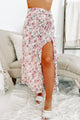 Perfect Company Ruched Floral Midi Skirt (Pink Multi) - NanaMacs