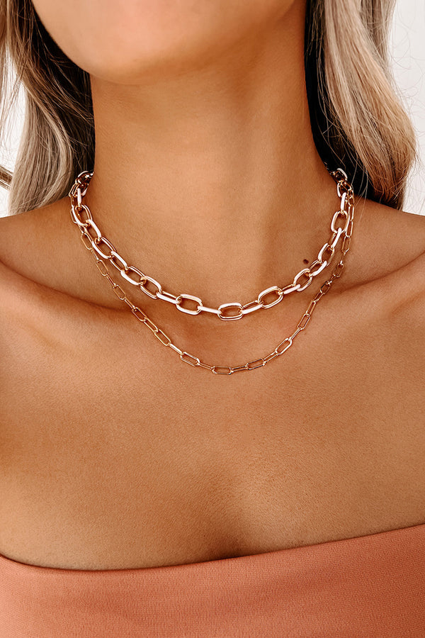 Not Messing Around Layered Brushed Chain Necklace (Gold/White) - NanaMacs