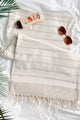 Beach Days Striped Tasseled Beach Towel (Beige) - NanaMacs