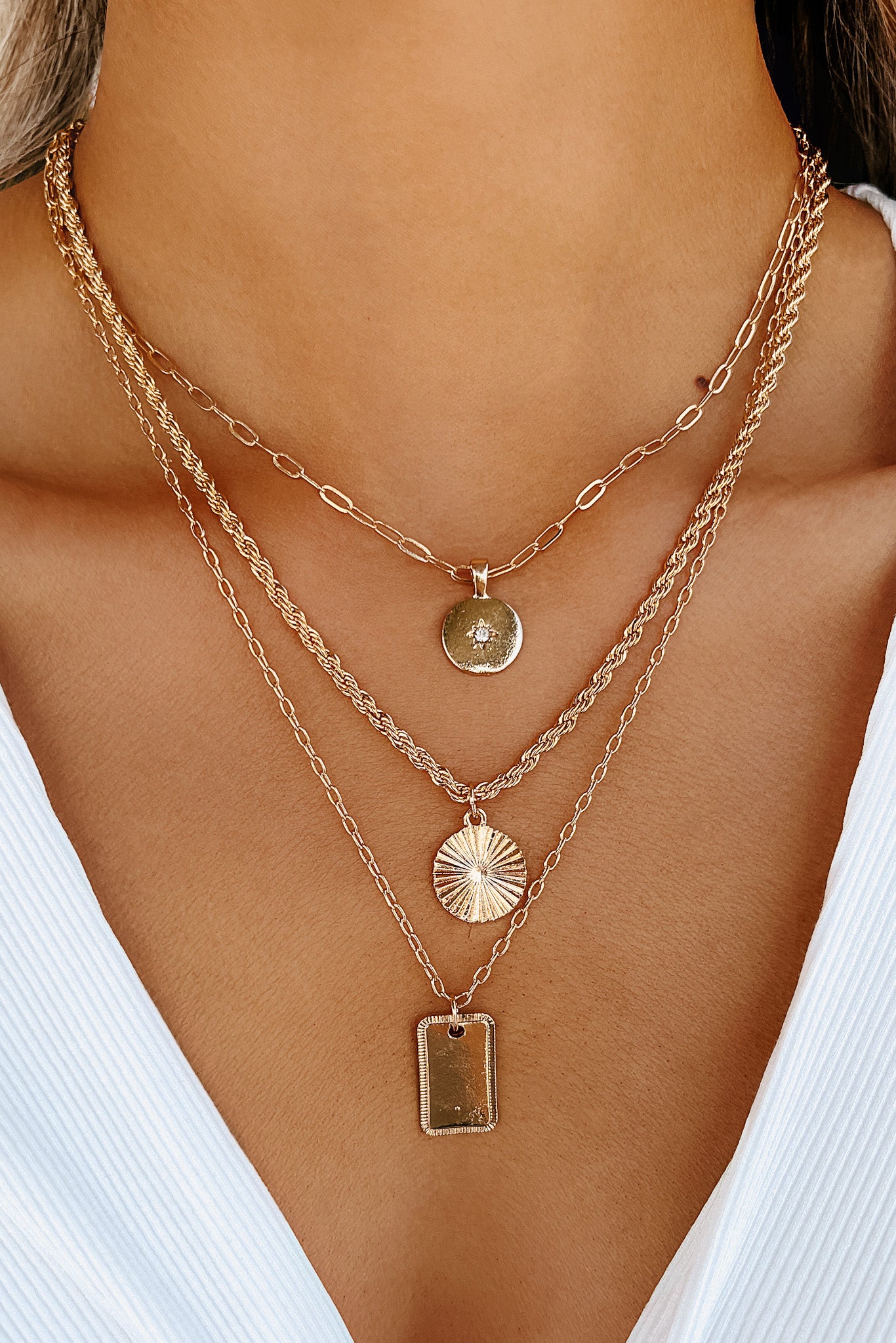 All Layered Up Chain Layered Necklace (Gold) - NanaMacs