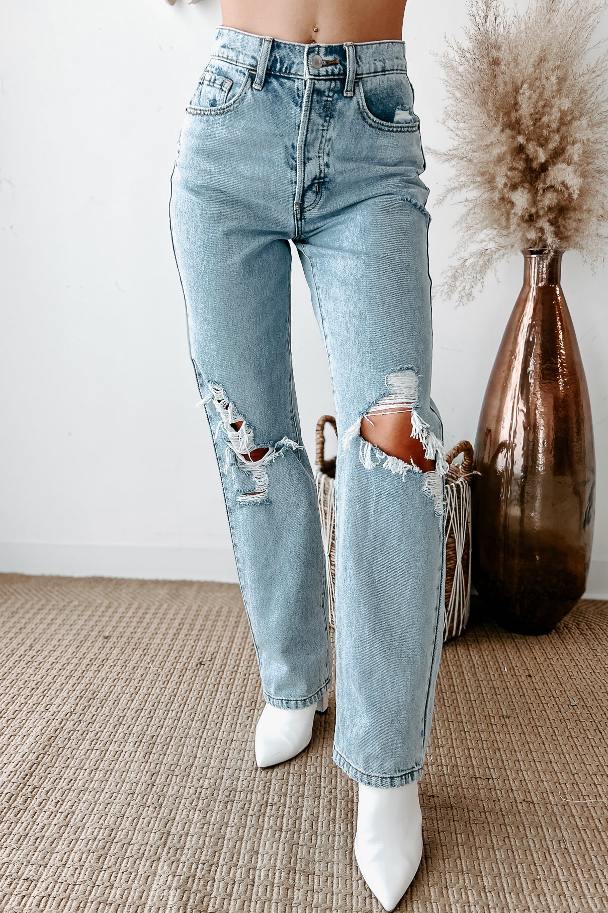 Not Your Dad's High Rise Cello Distressed Dad Jeans (Light) - NanaMacs