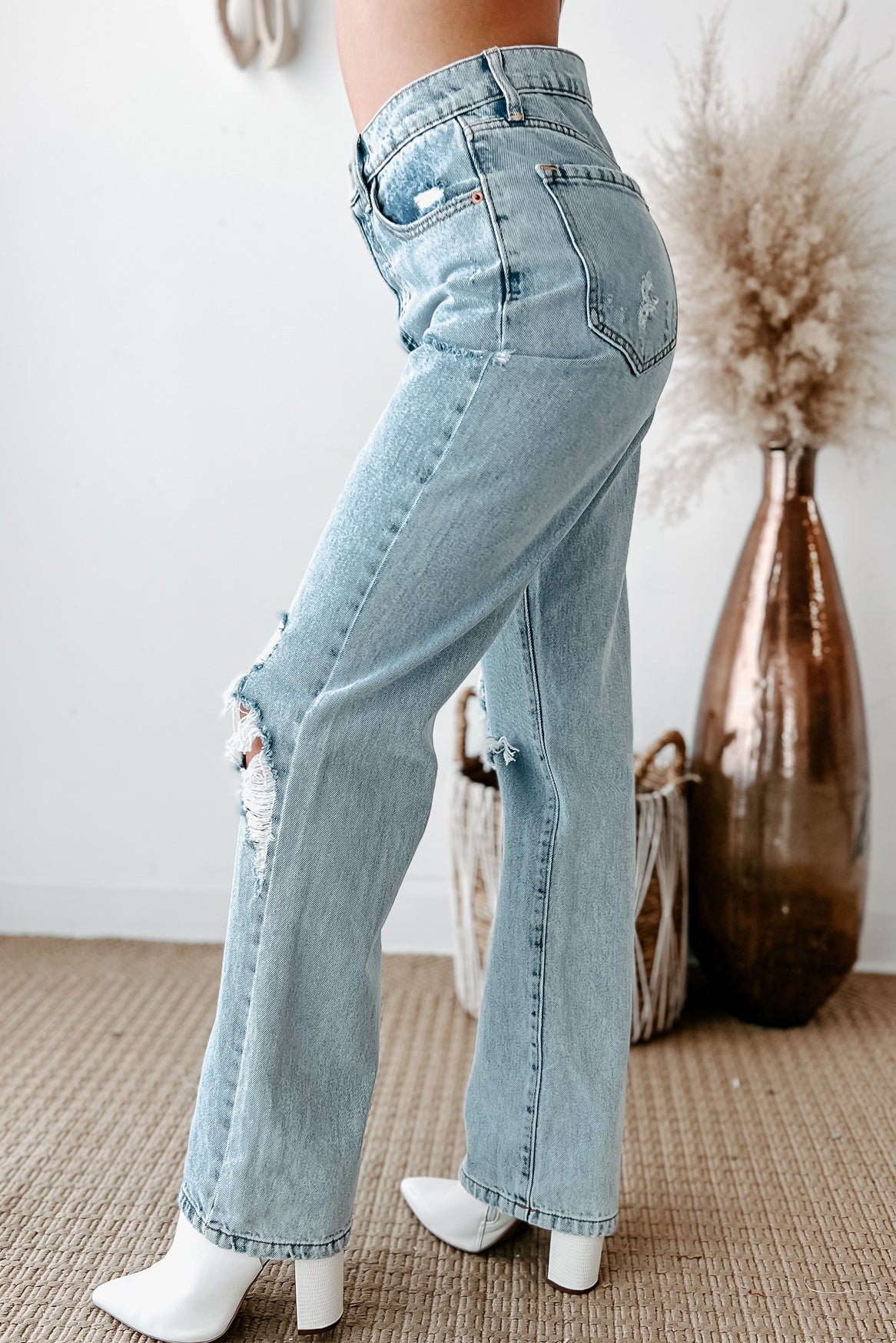 Not Your Dad's High Rise Cello Distressed Dad Jeans (Light) - NanaMacs