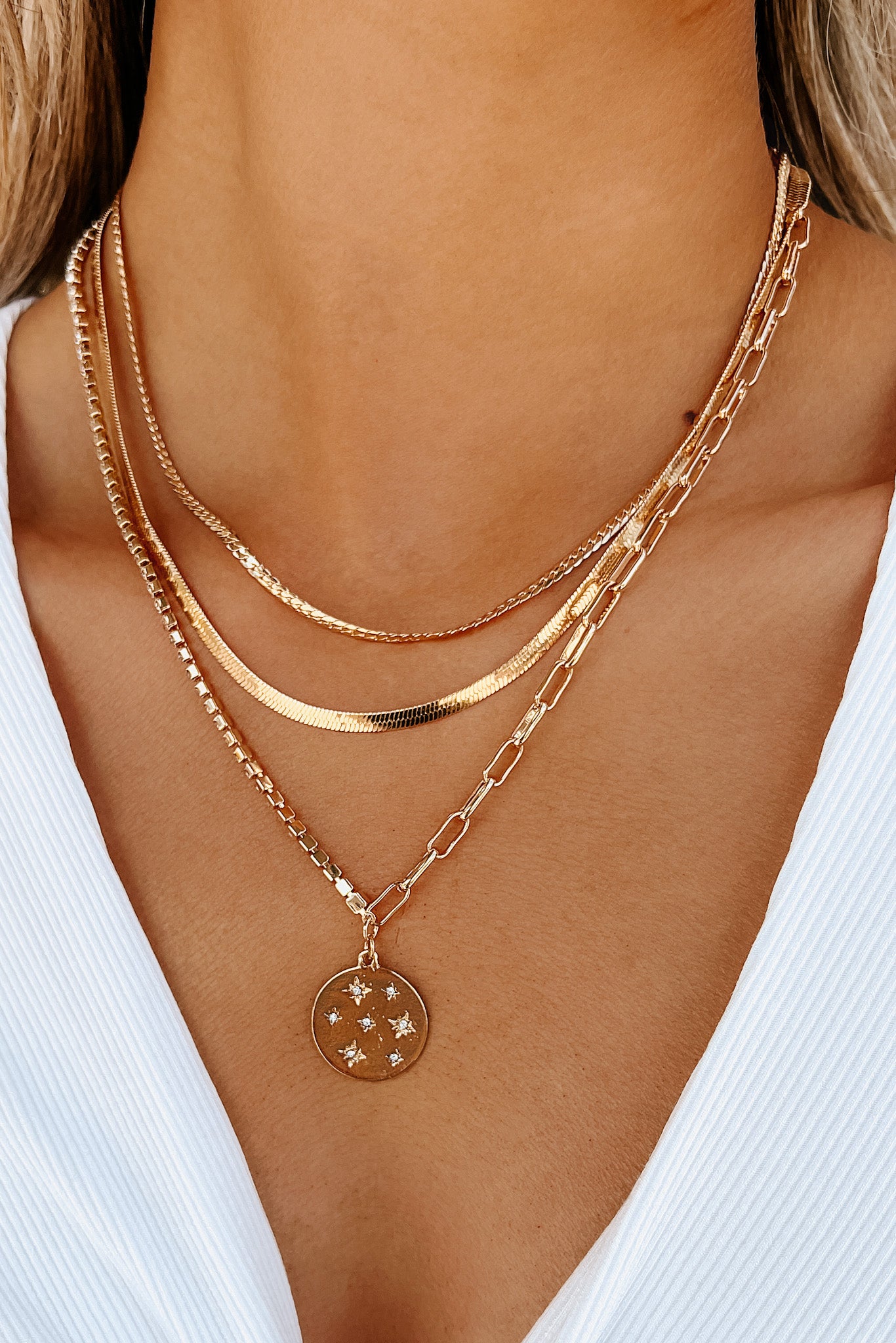 Layered Lady Chain Layered Necklace (Gold) - NanaMacs