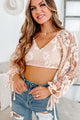 Destined For Greatness Lace Long Sleeve Crop Top (Light Taupe) - NanaMacs