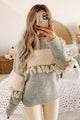 Seasonal Shift Tassel Trimmed Sweater (Heather Grey/Cream) - NanaMacs