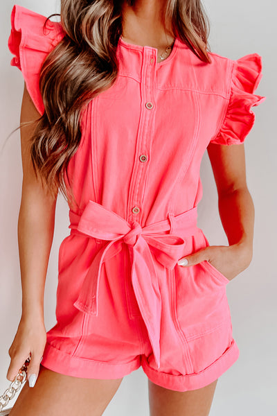 Bright & Brilliant Denim Romper (Hot Pink) - NanaMacs
