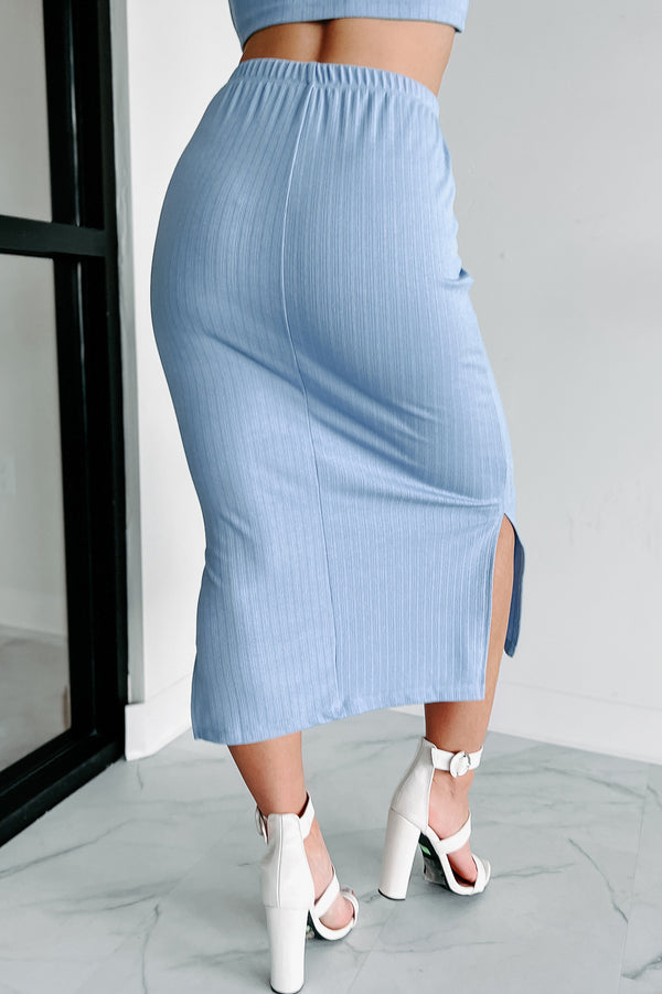 Sweeter With Time Crop Top & Skirt Set (Sky Blue) - NanaMacs