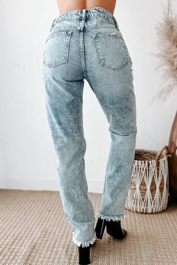 Phaedra High Rise Distressed Straight Leg Jeans (Light) - NanaMacs