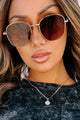 The Brinkley Billini Metal Frame Round Lens Sunglasses (Gold-Brown Fade) - NanaMacs