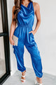 Sultry But Sweet Satin Jumpsuit (French Blue) - NanaMacs