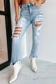 Let's Talk High Rise Distressed Cropped Flare Risen Jeans (Light) - NanaMacs