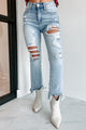 Let's Talk High Rise Distressed Cropped Flare Risen Jeans (Light) - NanaMacs