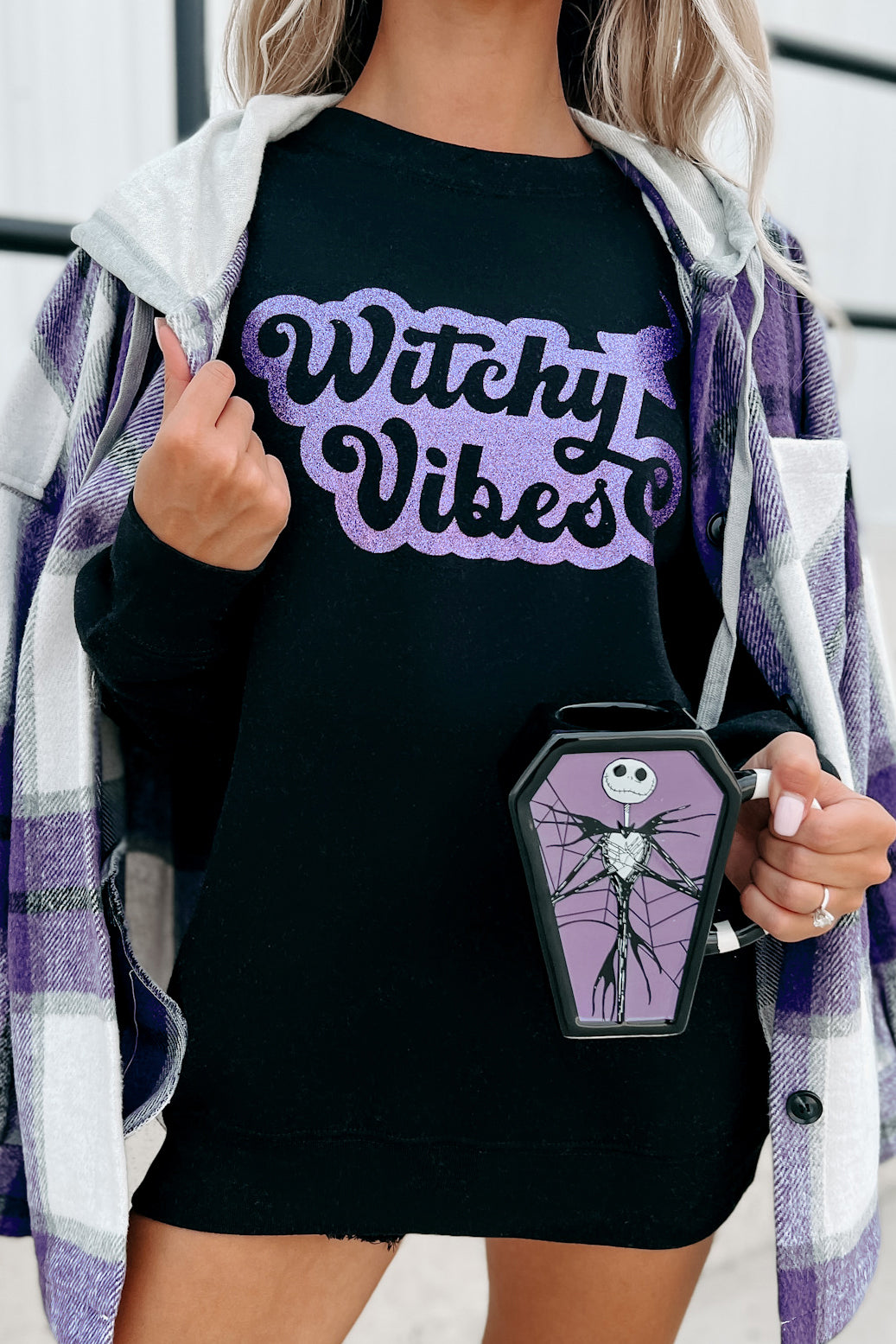 "Witchy Vibes" Glitter Graphic - Multiple Shirt Options (Black) - Print On Demand - NanaMacs