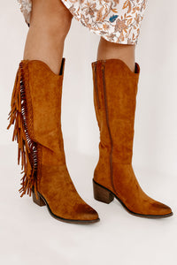 Wilder Faux Suede Fringe Boots (New Tan) - NanaMacs