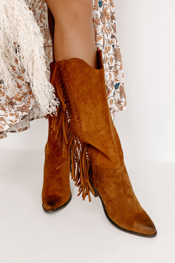 IMPERFECT Wilder Faux Suede Fringe Boots (New Tan) - NanaMacs