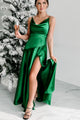 Desires Of The Heart Satin Cowl Neck Maxi Dress (Emerald) - NanaMacs