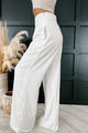 Meaning Business High Rise Satin Wide Leg Pants (Off White) - NanaMacs