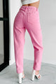 Looking For A Change High Rise Distressed Straight Leg Jeans (Pink) - NanaMacs