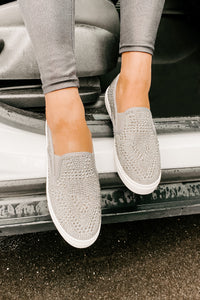 Infinity Rhinestone Slip-On Sneakers (Pewter) - NanaMacs