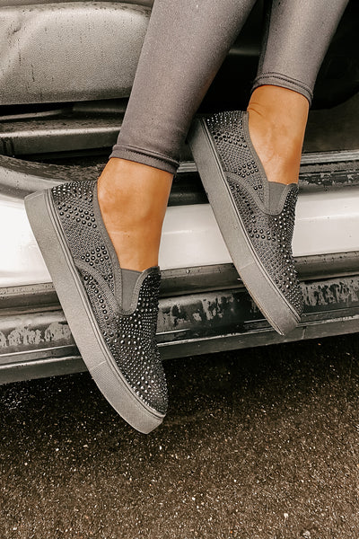 IMPERFECT Infinity Rhinestone Slip-On Sneakers (Black) - NanaMacs