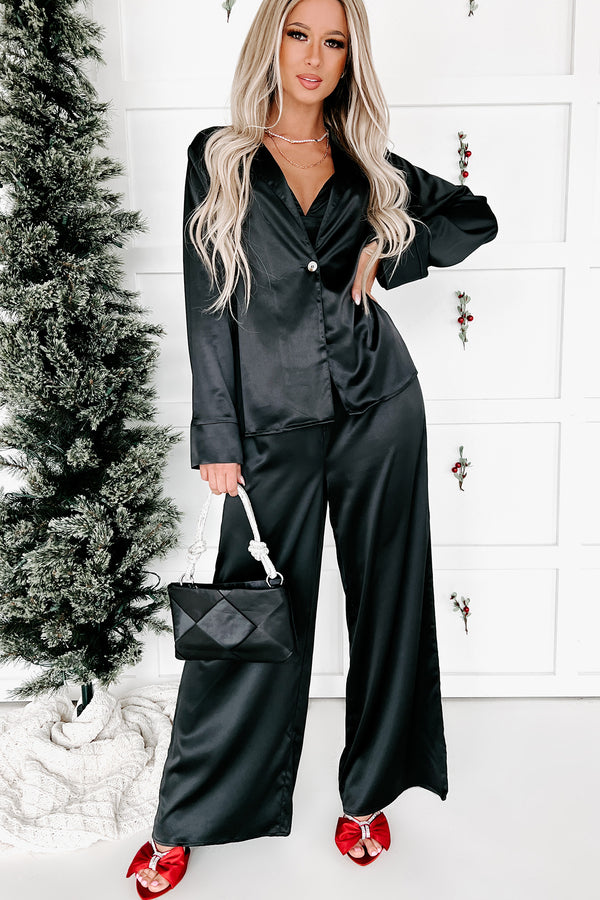 Don't Need You Satin 3 Piece Pants Set (Black) - NanaMacs