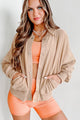 I'll Wait For You Button Snap Jacket (Taupe) - NanaMacs