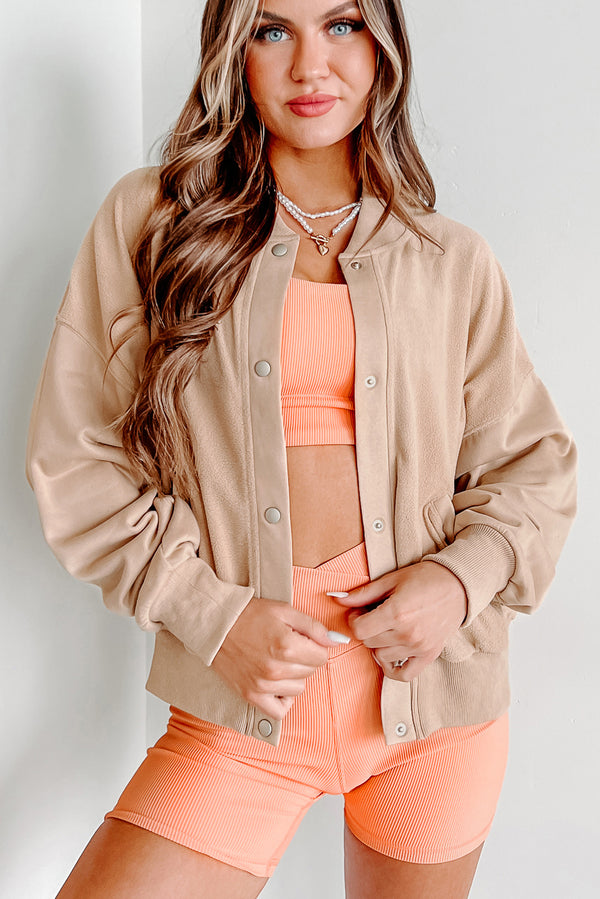 I'll Wait For You Button Snap Jacket (Taupe) - NanaMacs