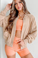 I'll Wait For You Button Snap Jacket (Taupe) - NanaMacs