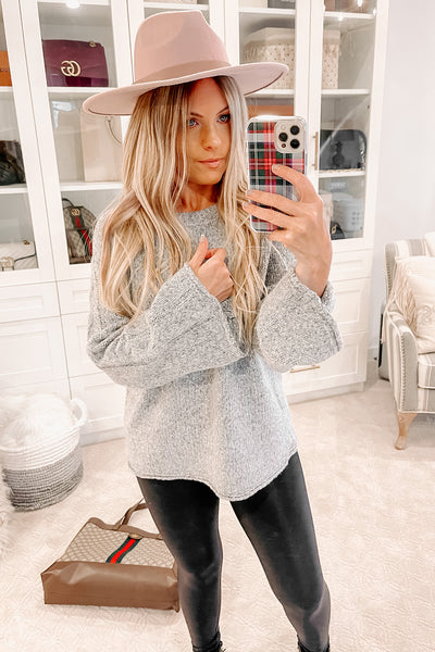 Easy To Know Wide Sleeve Sweater (Heather Gray) - NanaMacs