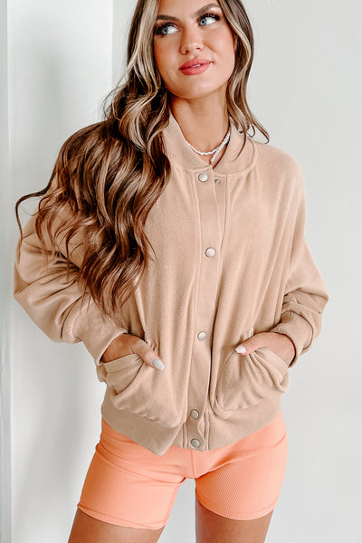 I'll Wait For You Button Snap Jacket (Taupe) - NanaMacs