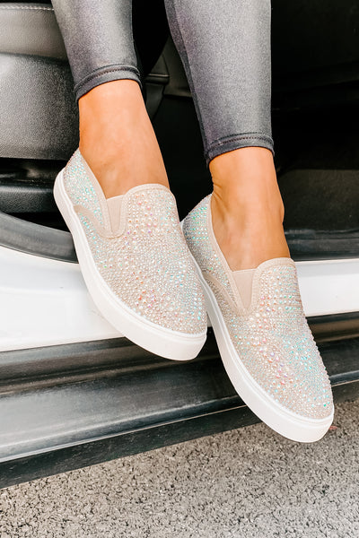 Infinity Rhinestone Slip-On Sneakers (Nude) - NanaMacs