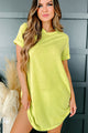 It's All Love French Terry T-Shirt Dress (Neon Yellow) - NanaMacs