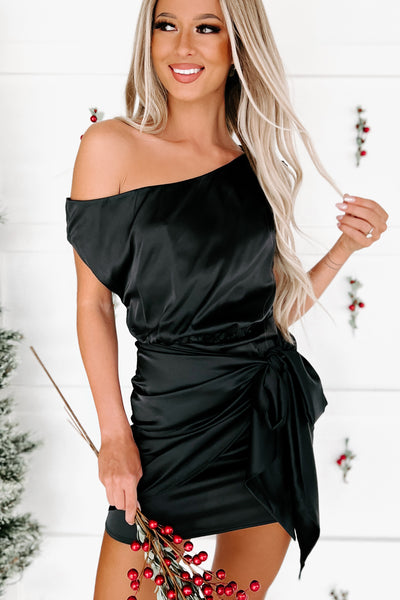 Covered In Grace One Shoulder Dress (Black) - NanaMacs