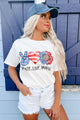 "Peace, Love, Merica" Graphic T-Shirt (White) - Print On Demand - NanaMacs